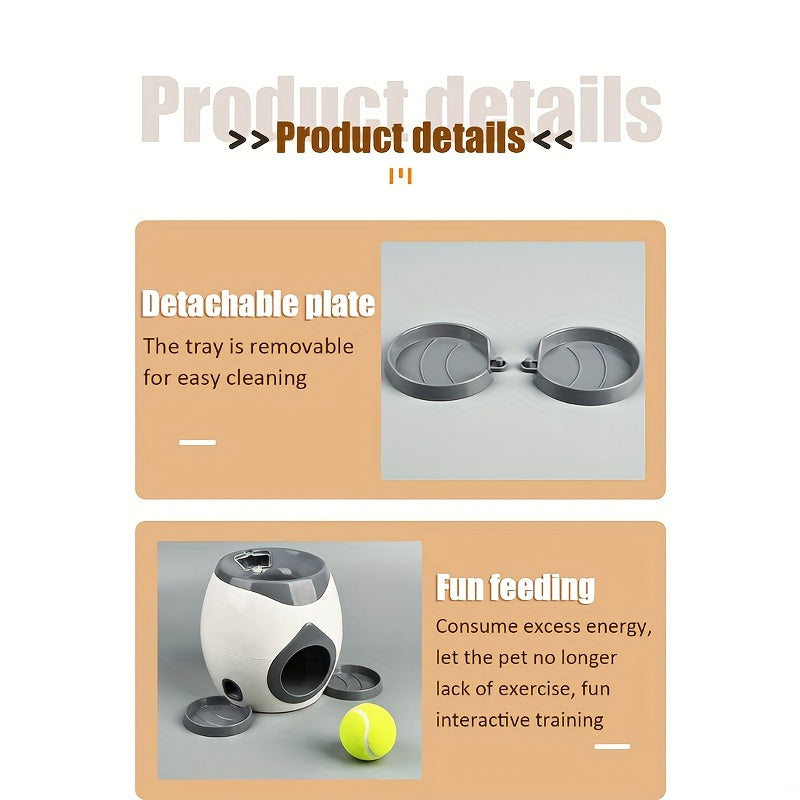 2-Ball Interactive Dog Ball Machine - Intelligent Food Dispenser, Tennis Ball Thrower, and Pet Toy for Training and Feeding - Indoor Use for Small and Large Dogs, Non-Automatic Launch, Adjustable Difficulty, Durable Construct