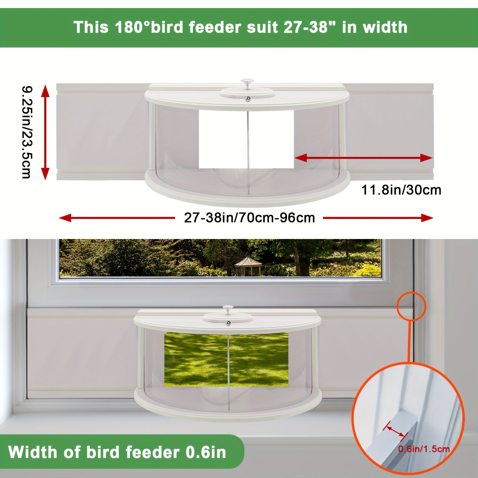 1pc Window Bird Feeder with 180° Clear View - Easy Install, No Battery Needed, Durable Plastic, Perfect for Outdoor Home Decor