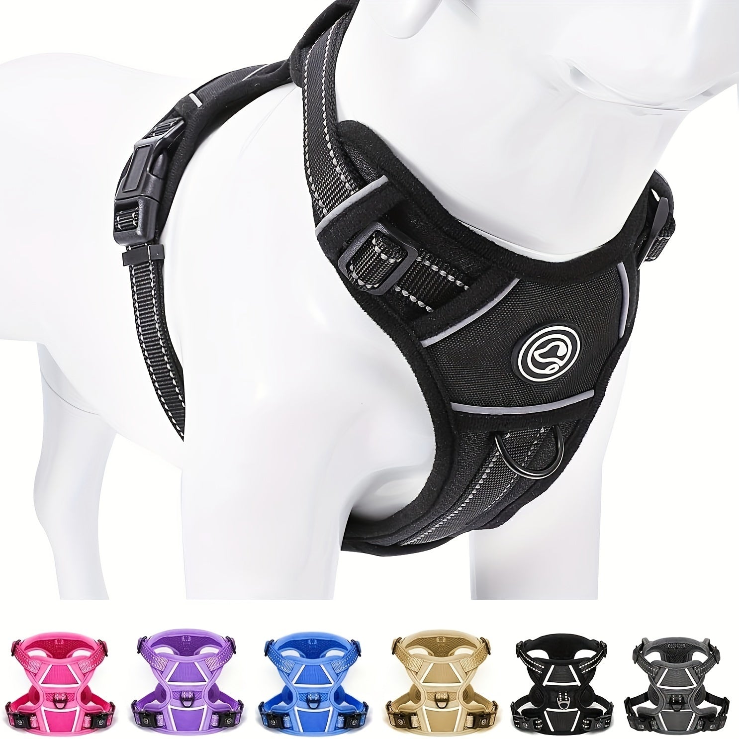 Dog Harness Medium Sized, No Pull Dog Harness For Medium Large Dogs, Adjustable Soft Padded Dog Vest Harness With Reflective Strips Pet Harness For Medium Large Dogs