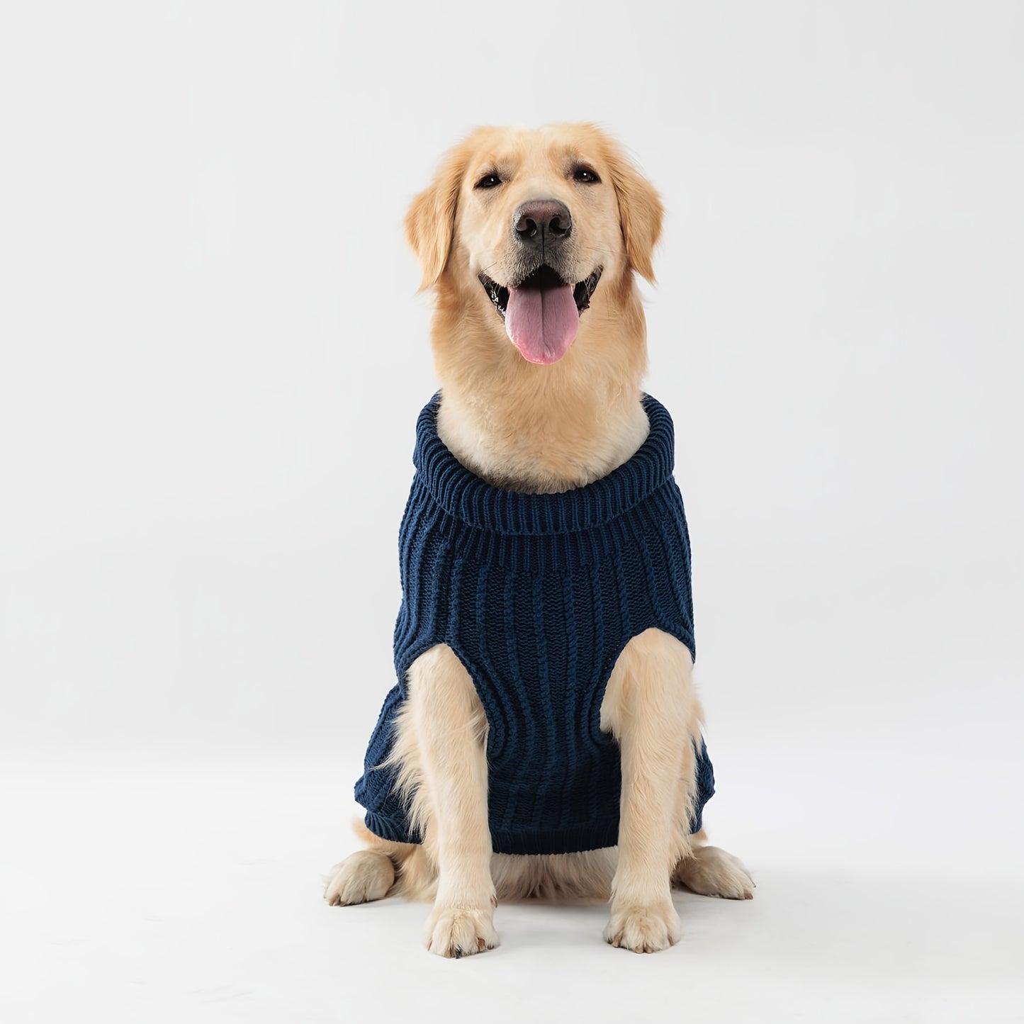 PETS TALE Dog Sweater Cable-Knit Pullover with Chain Detailing & Tag - Machine Washable Cozy Winter Sweater for Small, Medium & Large Breeds, Navy Blue, Dog Sweater for Small Dogs, Durable Petwear