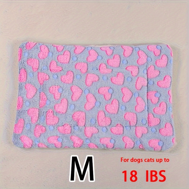 All-Season Dirt-Resistant Rectangular Pet Blanket - Comfortable Dog Paw Heart Print Pet Bed, 1pc