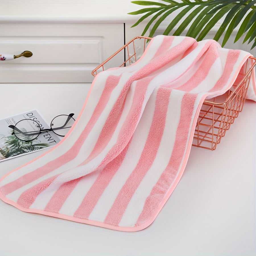 Ultra-Soft Coral Velvet Pet Towel - Striped, Absorbent Bath & Grooming Cloth For Dogs And Cats Dog Bath Accessories Pet Grooming Hammock