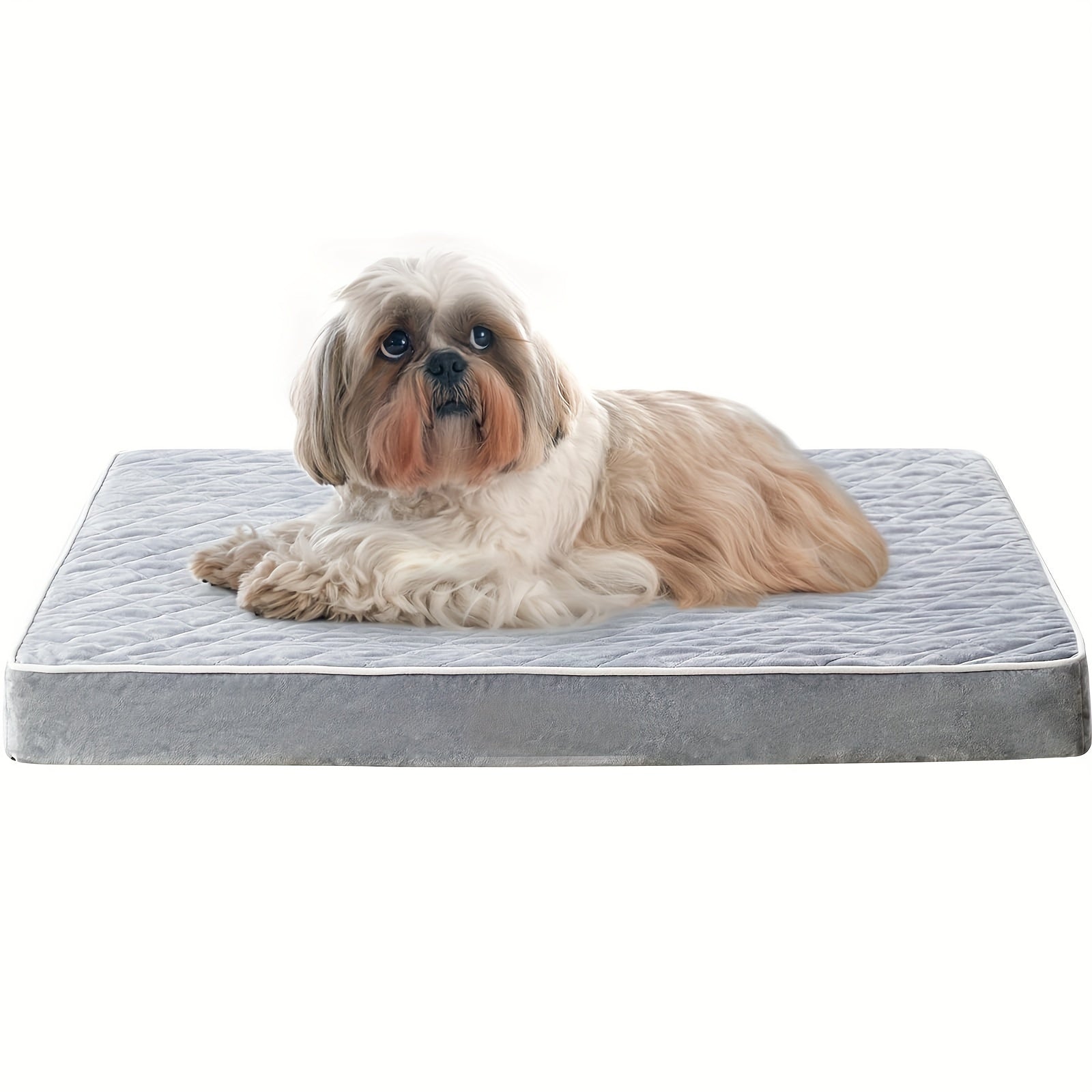 Orthopedic Memory Foam Dog Bed With Removable Washable Cover, Non-Slip Bottom - Rectangular Quilted Pet Bed For Dogs