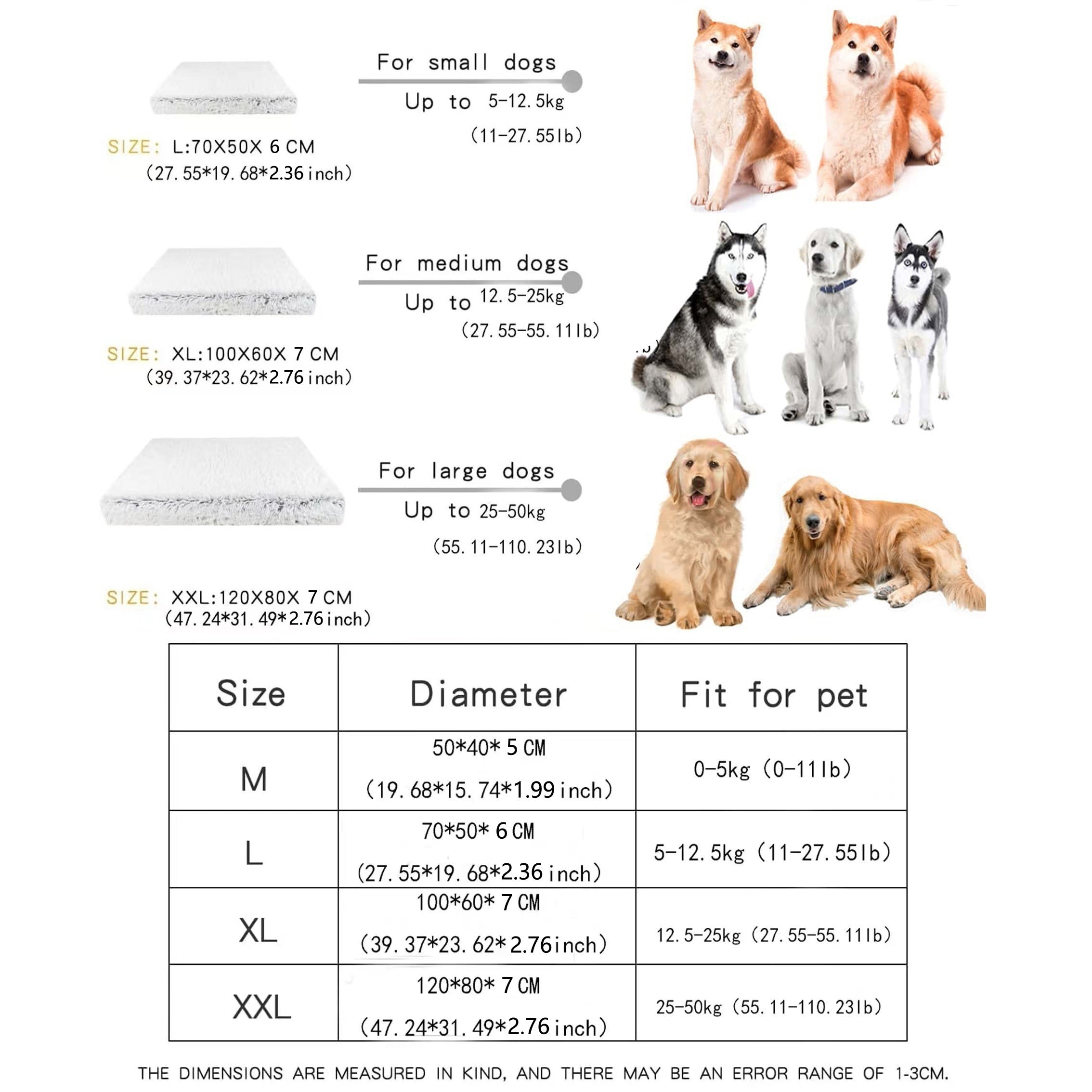 1pc Plush Rectangular Dog Bed, Plush Non-slip Square Dog Bed Cat Mat Pet Bed, Deep Sleep Cat Sofa Dog Sofa Cat Bed Dog Bed Pet Supplies Non-slip Mattress for Large, Medium and Small Dogs and Cats - Comfortable, Dog Mat, Cat M