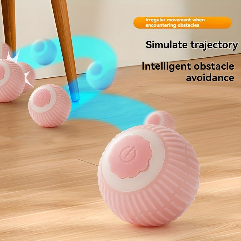 Smart Interactive Pet Toy - Rechargeable Rolling Ball for Dogs & Cats, USB, Silicone Material