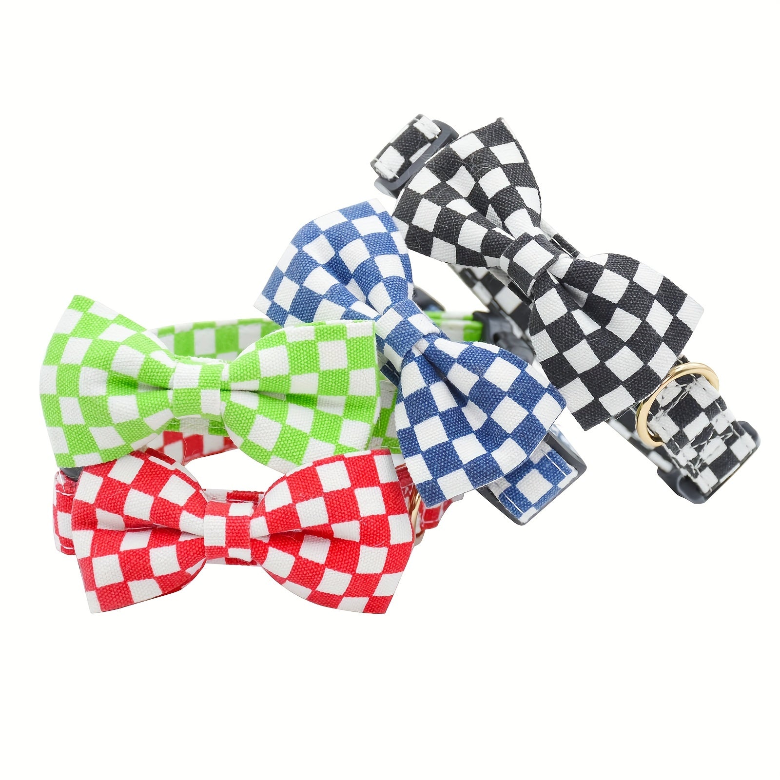Nylon Classic Plaid Dog Collar With Bow Tie, Adjustable Comfortable Pet Collar With Quick Release Buckle
