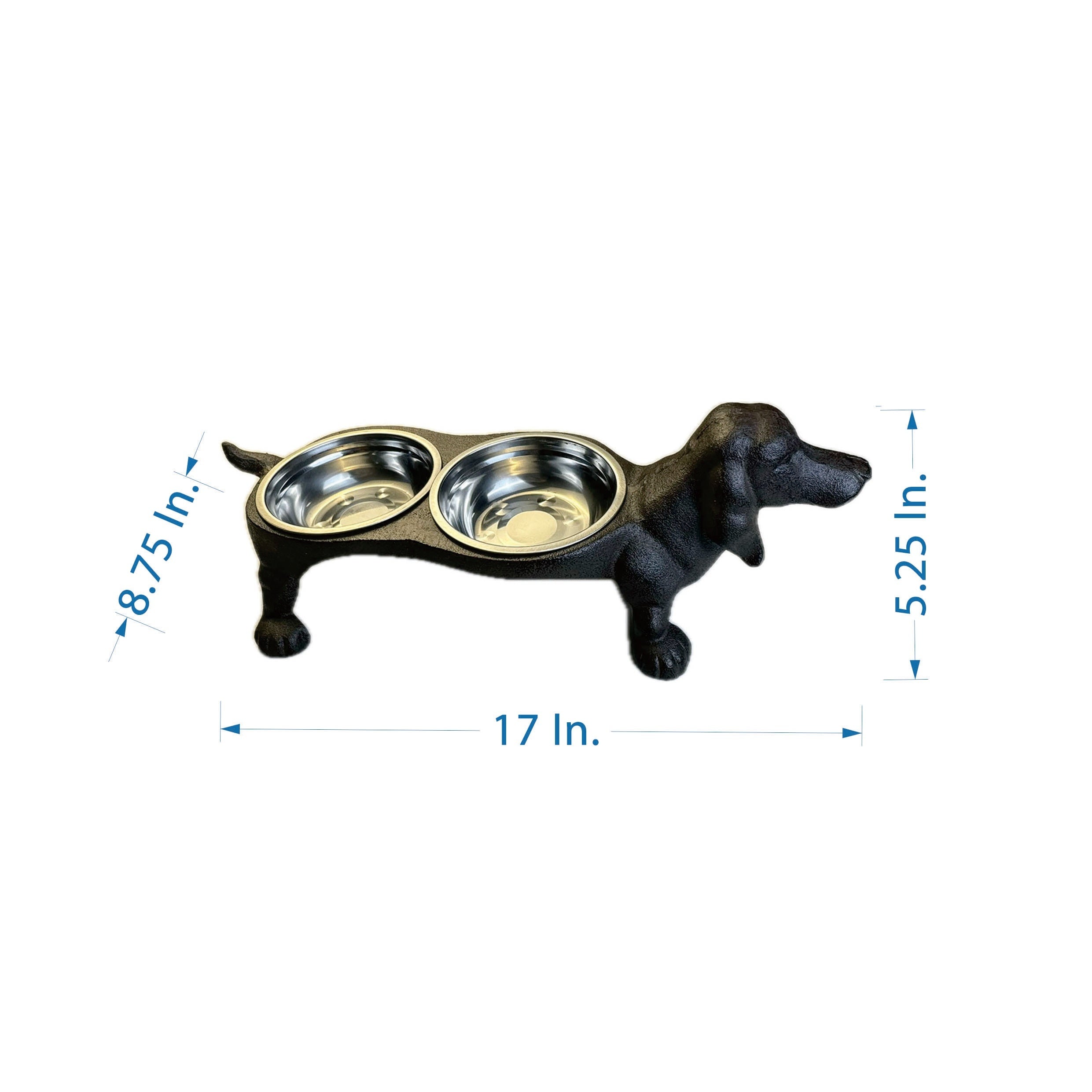1PC Pet Cast Iron Cat And Dog Bowls Feeding Mat Set, Outdoor And Indoor Use, Cast Iron Decoration Pet Feeding & Watering Station, Stainless Steel Bowl Slip Resistant Raised Edges, Water And Food No Spills, Pet Accessories (Si