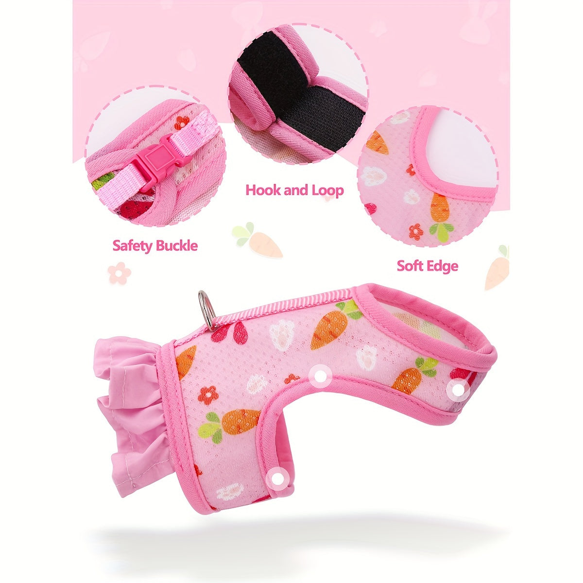 Breathable Mesh Bunny Harness with Fruit Print