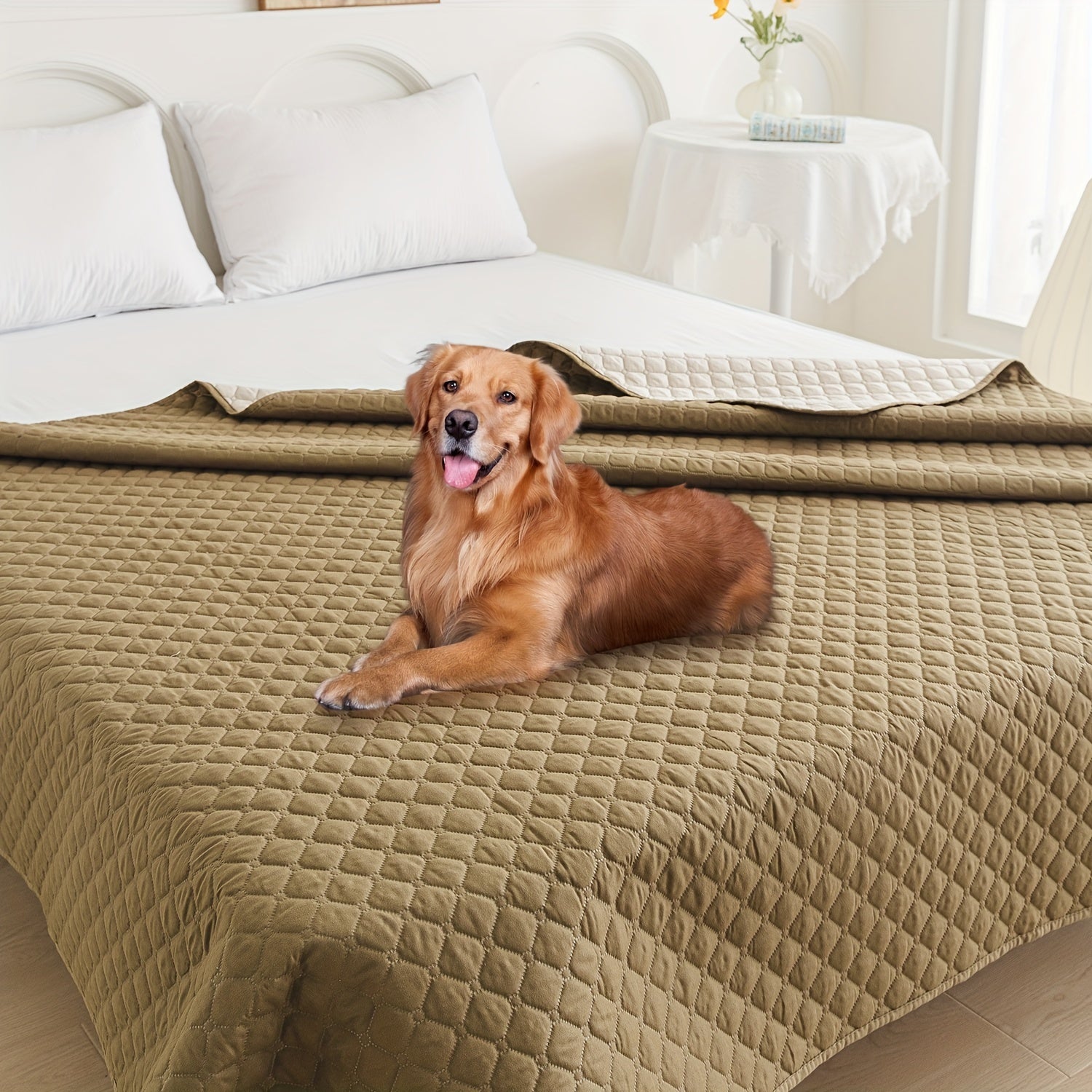 Waterproof Pet Bed Mat for Medium & Large Dogs - Non-Slip, Odor-Resistant Sofa Protector with Plaid Polyester Fill, Machine Washable, Pet Furniture Protection, Urine-proof, Car Mat