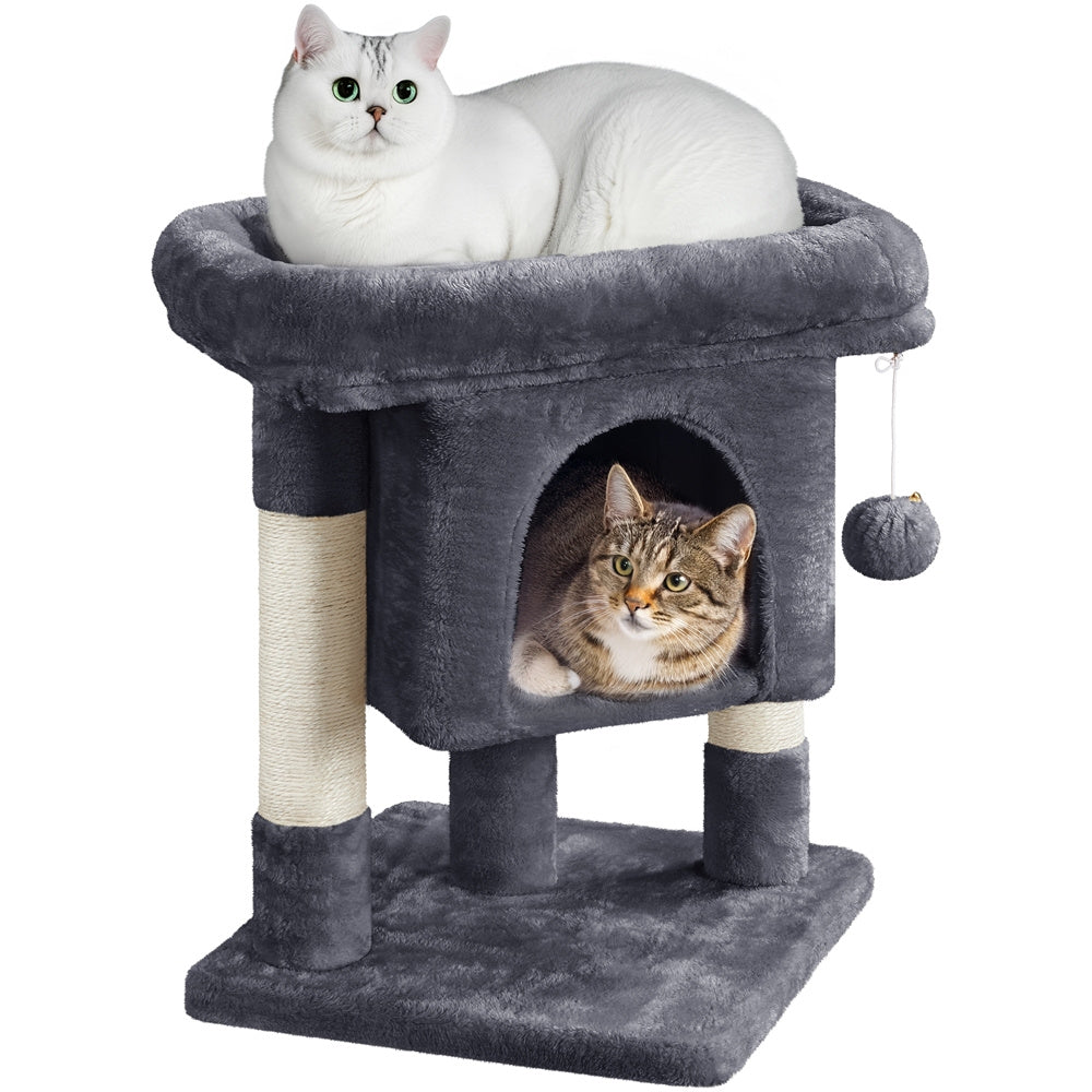 Costoffs 23.5in Cat Tree Tower, 2-Level Cat Condo with Sisal-Covered Scratching Posts, Cozy Pet Furniture, Halloween Cat Furniture for Indoor Kittens and Cats