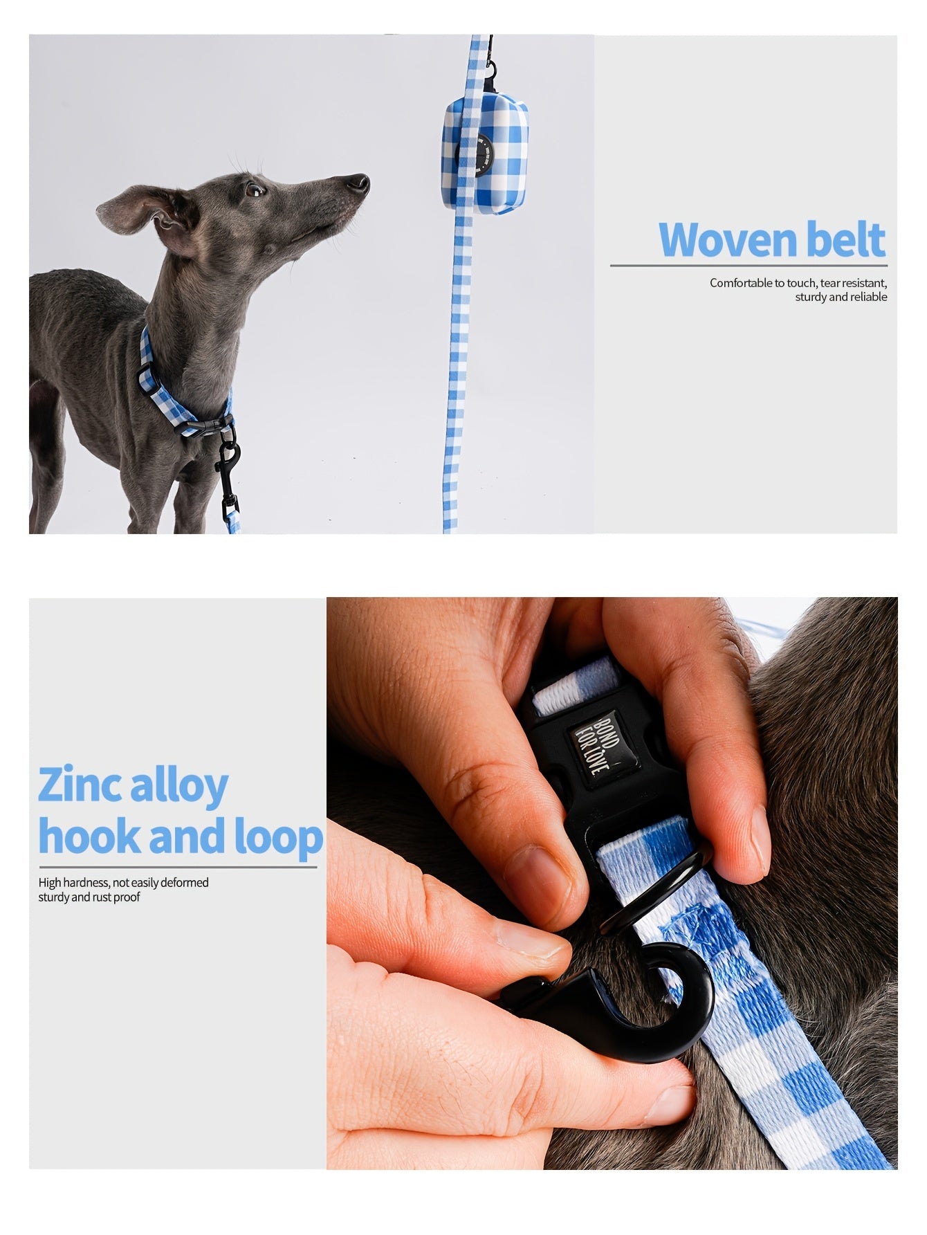 6pcs Plaid Dog Walking Set, Adjustable Pet Harness, 4 Ft Leash, Bowtie, Flag, Waste Bag Dispenser, Polyester Fiber, for Small to Large Dogs, Without Battery