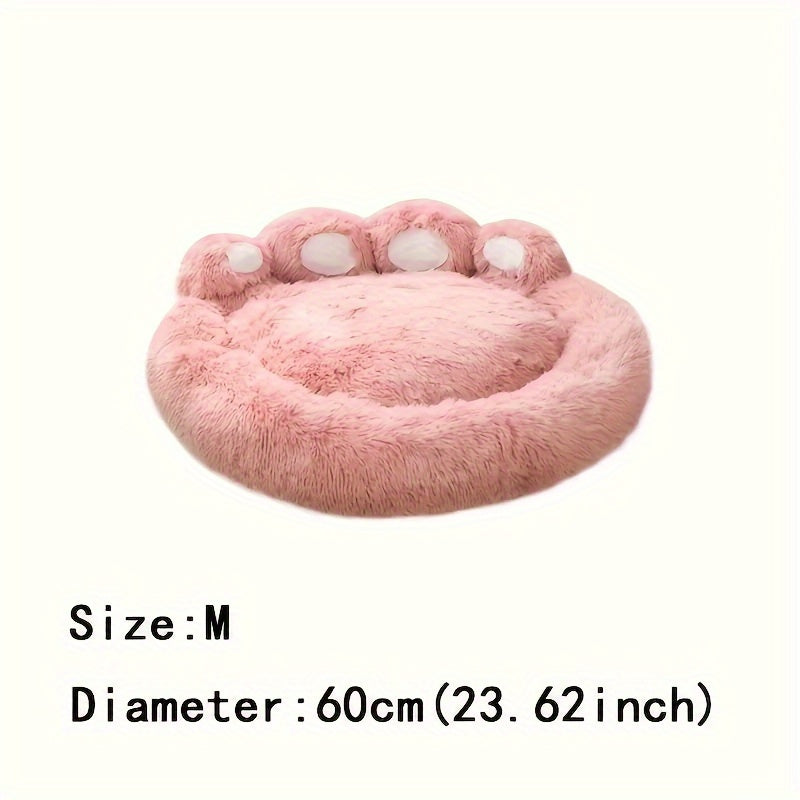 Warm Soft Long Plush Bear Paw-Shaped 1Pc Pet Bed - Calming Cat And Dog Bed For Small, Medium, And Large Dogs - Anti-Slip Bottom Cat Mat, Animal Sleep Sofa