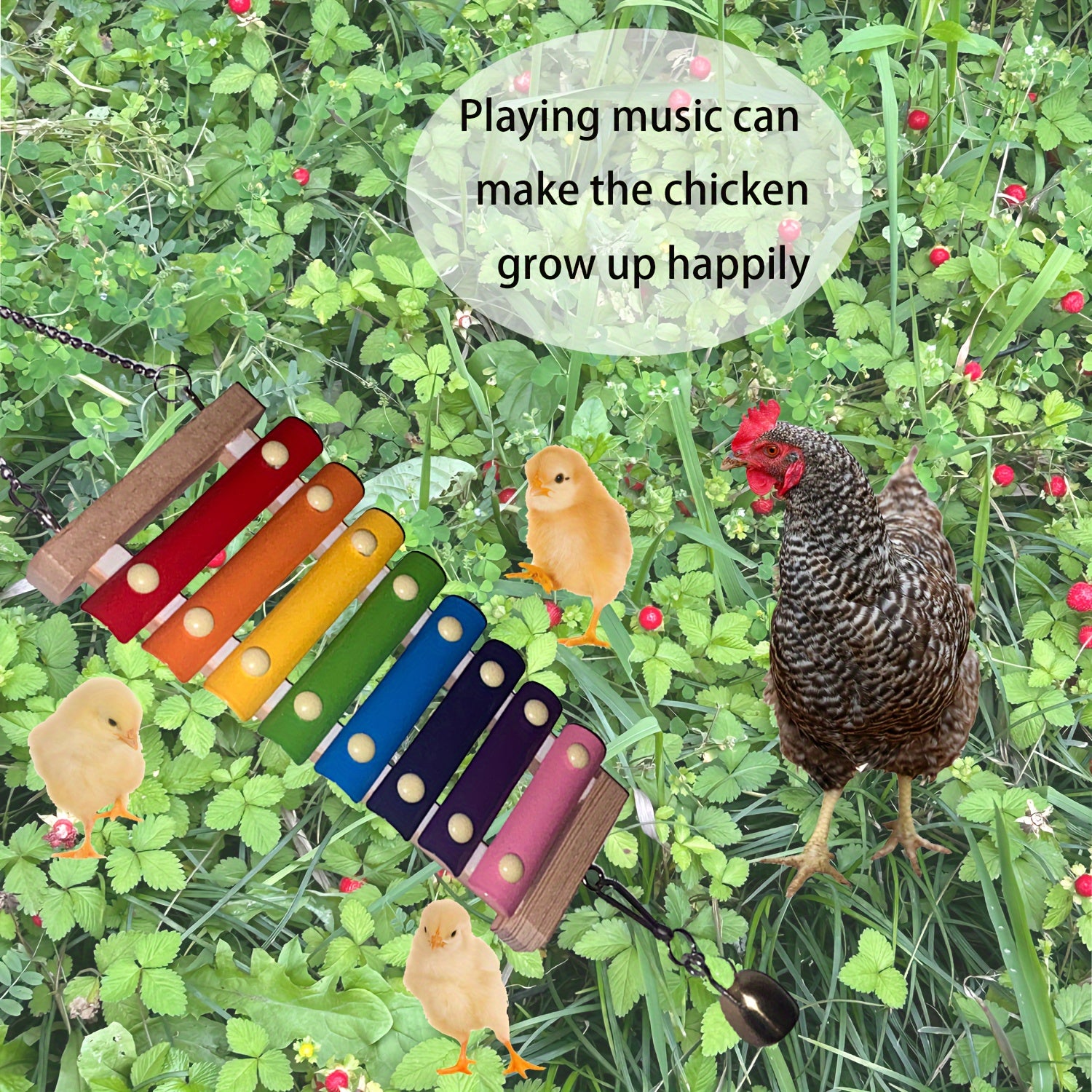 1pc Colorful Chicken Xylophone Toy Hanging Gnawing String Bird Cage Toy For Pet Bird Parrot Chicken For Playing