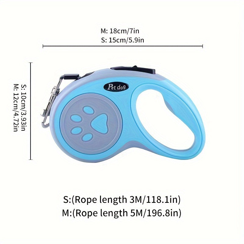 Durable Nylon Retractable Dog Leash With One-Button Control, Great For Outdoor Walks & Travel With Small And Medium Pets