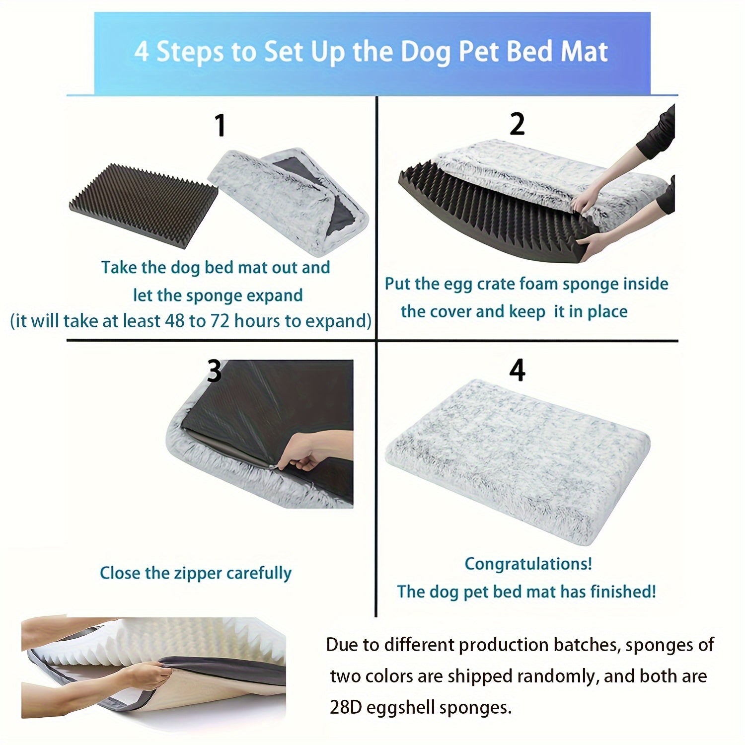 1pc Plush Rectangular Dog Bed