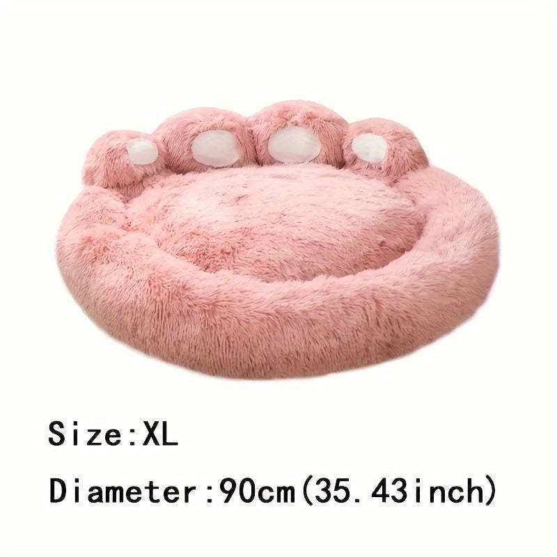 Warm Soft Long Plush Bear Paw-Shaped 1Pc Pet Bed - Calming Cat And Dog Bed For Small, Medium, And Large Dogs - Anti-Slip Bottom Cat Mat, Animal Sleep Sofa