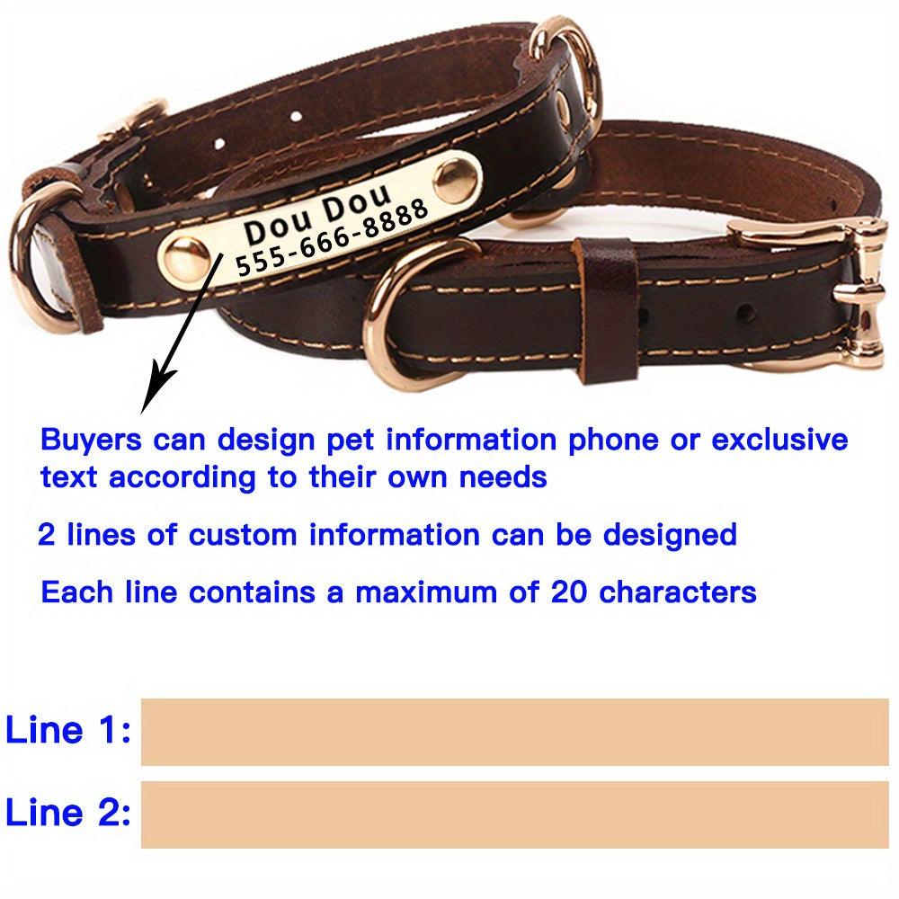 Personalized Dog Collar with Custom Engraving, Adjustable Pet Collar with Durable Buckle, Elegant Accessory for Small to Large Dogs