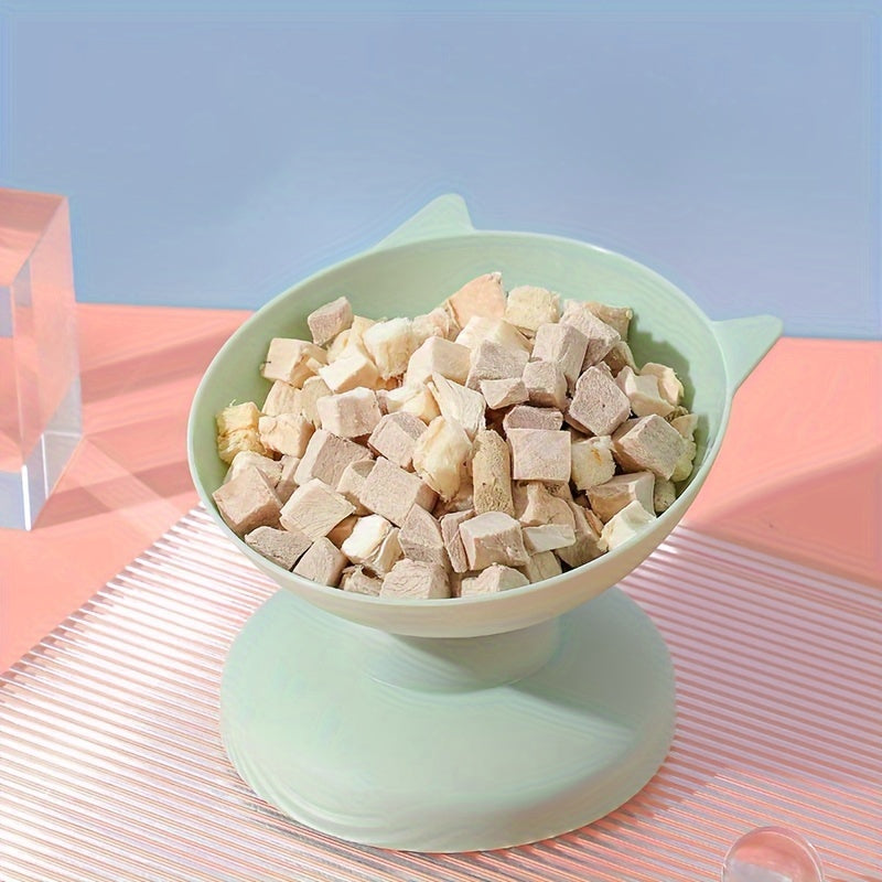 Elevated Tilted Pet Bowl, Plastic Anti-Overturning Cat Food Bowl Water Dish For Neck Protection