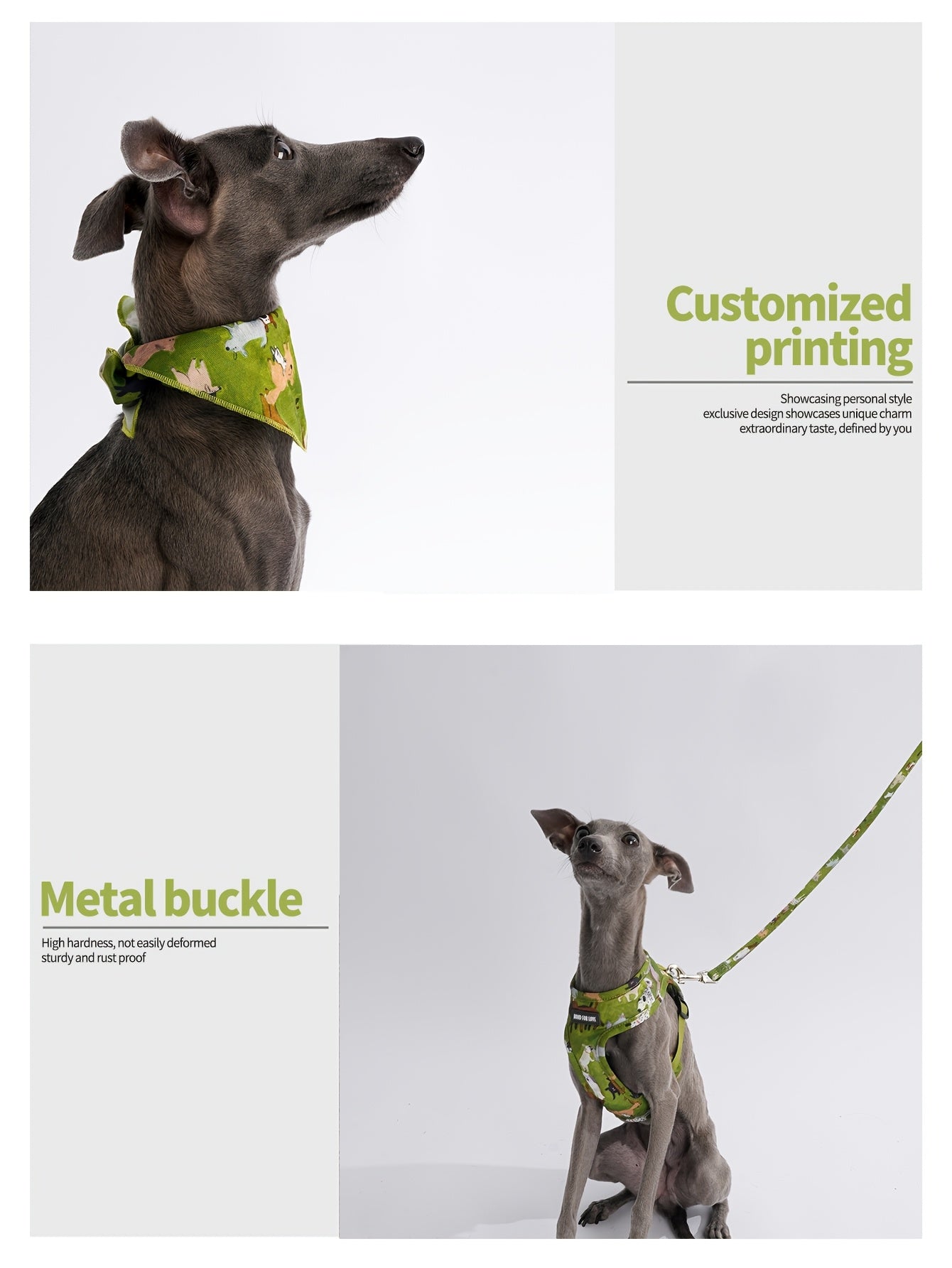 6pcs Forest Animal Print Dog Walking Set, Adjustable Pet Harness, 4ft Leash, Collar, Bowtie, Bandana, and Waste Bag Dispenser for Small to Large Dogs, Polyester Fiber, Without Battery