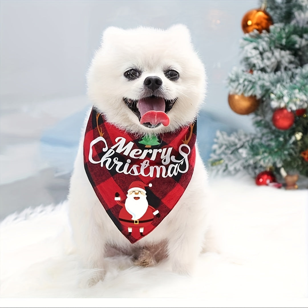 Christmas Pet Triangle Scarf Dog Bandanas Saliva Towel Santa Claus And Letter Graphic Scarf For Holiday Party Decoration Bib For Small, Medium & Large Sized Dogs