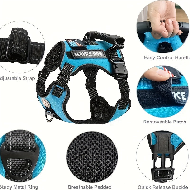 Heavy Duty Dog Harness And Leash Set With Poop Bag Dispenser And Bowl