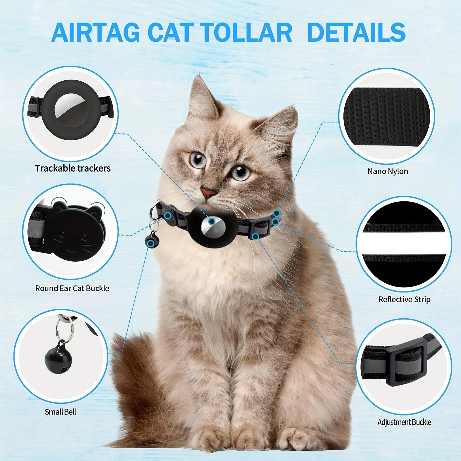 Reflective Breakaway Safety Buckle Cat Collar with Bell