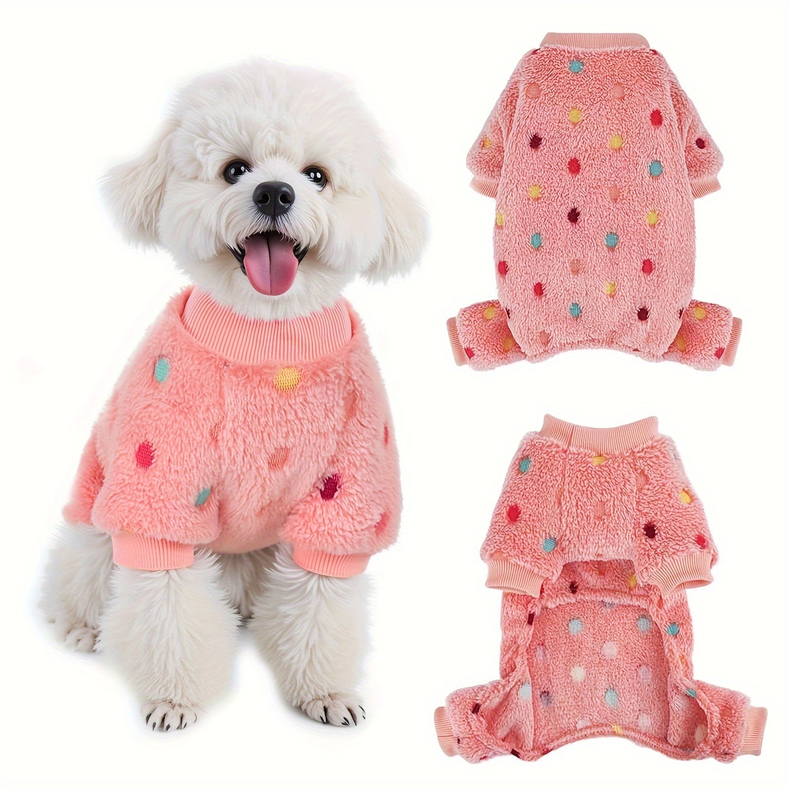 Extra Small Dog Pajamas, Soft & Stretchy 4 Legs Dog Sweater Jumpsuit, Cute Fall Winter Dog Onesies Pet Apparel Outfits for Chihuahua Yorkie