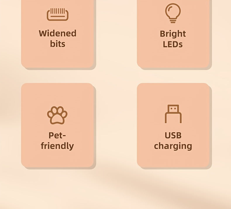 1pc Pet Grooming Clipper Kit, USB Rechargeable Cordless Electric Silent Dog and Cat Razor, Battery Powered with LED Lighting, Multi-Part Trimming for Paw & Body, Sophisticated Styling, Germ-Free