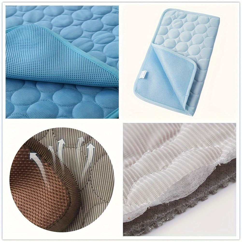 Cooling Dog Bed, Bite-Resistant Pet Mat, Breathable Ice Silk Cushion for Summer Comfort