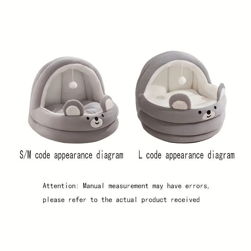 Cat Bed for indoor cats - Cat Flap Bed Cat House with removable washable cushioned soft kitten bed and furnished pet bed