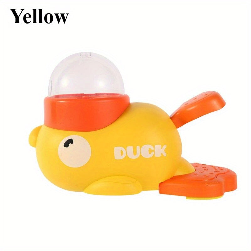 Durable Plastic Yellow Duck Interactive Dog Toy & Automatic Feeder - No Batteries Needed, Push & Pull Pet Feeder with Treat Dispenser for Mental Stimulation & Healthy Eating - Suitable for Small, Medium & Large Dogs, Pet Feed