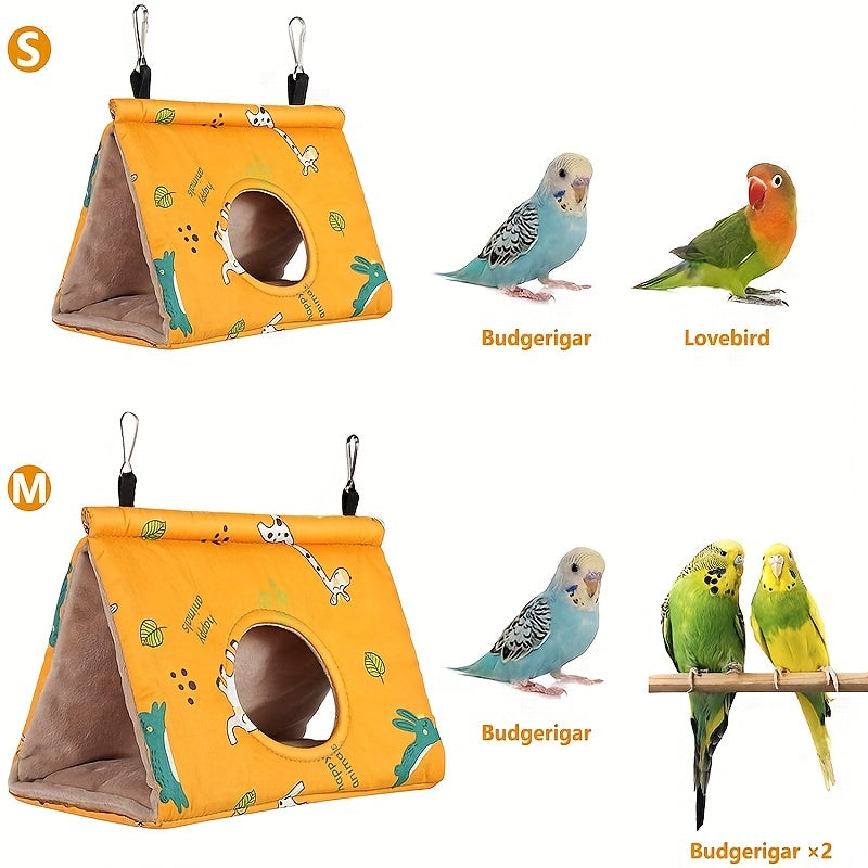 Cozy Ultra-Warm Triangle Bird Nest - Flannel Hanging Hammock for Parrots & Small Birds, Decorative Cage Accessory
