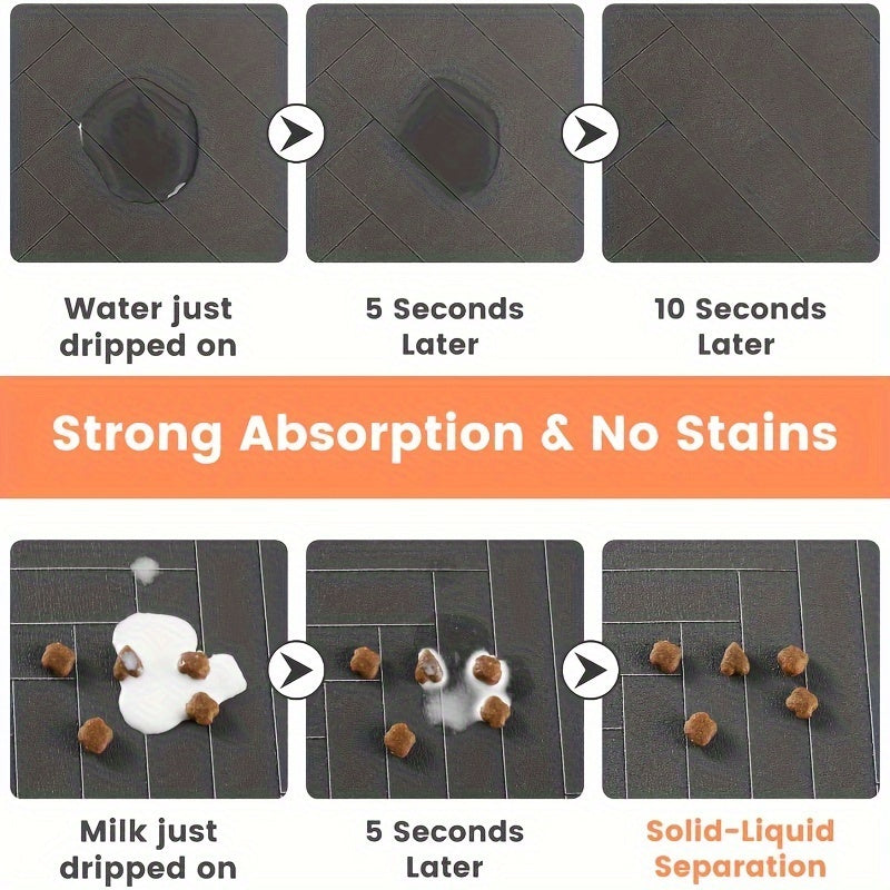 1pc Waterproof Pet Feeding Mat, Non-Slip & Absorbent Food Pad, Durable PU Material, Medium & Large Size, with Paw Print Design for Cats and Dogs