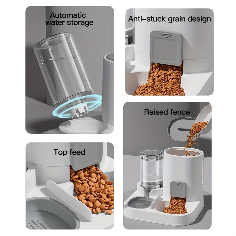 New 1pc Cat Two-in-One Automatic Feeder and Waterer, Pet Bowl Dog Basin Universal Pet Supplies