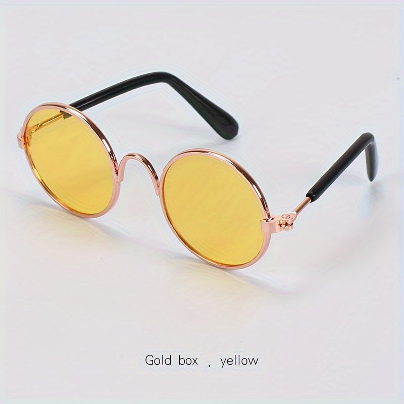 Whimsical Pet Fashion Glasses for Cats & Dogs - Fun & Stylish Round Frame Accessory, Perfect for Teddy Breeds & Unique Animal Fashion Statements, Cute Pet Accessories