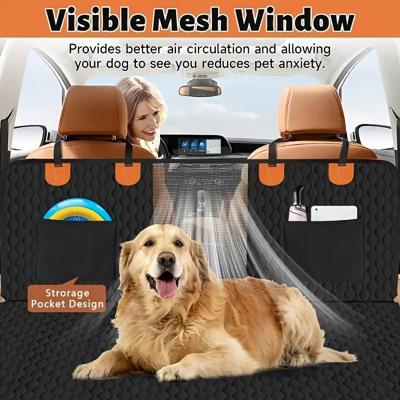 1pc Durable Waterproof Polyester Oversized Car Seat Cover, Portable Folding Pet Bed, Dog Hammock Backseat Extender, Fits Most Cars, SUVs & Trucks, Pet Travel Accessories