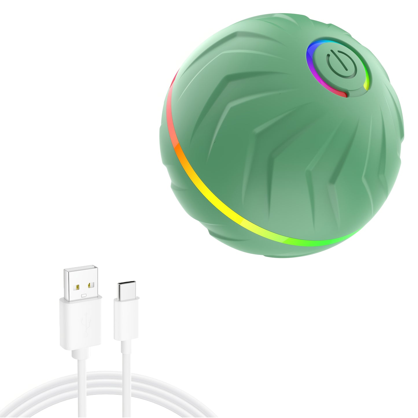 PETGRAVITY Motion-Activated Dog Bouncing Ball, 6. 6cm/2. 62in, USB Rechargeable Lithium Polymer Battery, Interactive Pet Toy for All Breed Sizes, Durable Thermoplastic Rubber, Striped Pattern