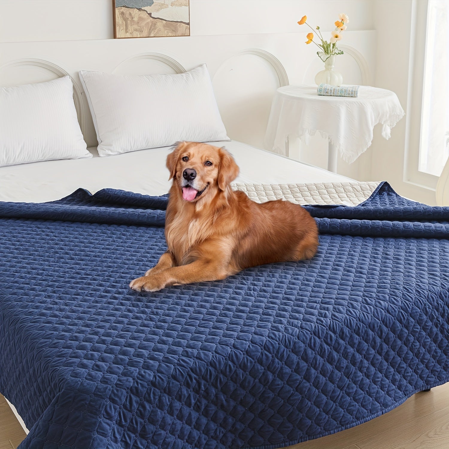 Waterproof Pet Bed Mat for Medium & Large Dogs - Non-Slip, Odor-Resistant Sofa Protector with Plaid Polyester Fill, Machine Washable, Pet Furniture Protection, Urine-proof, Car Mat