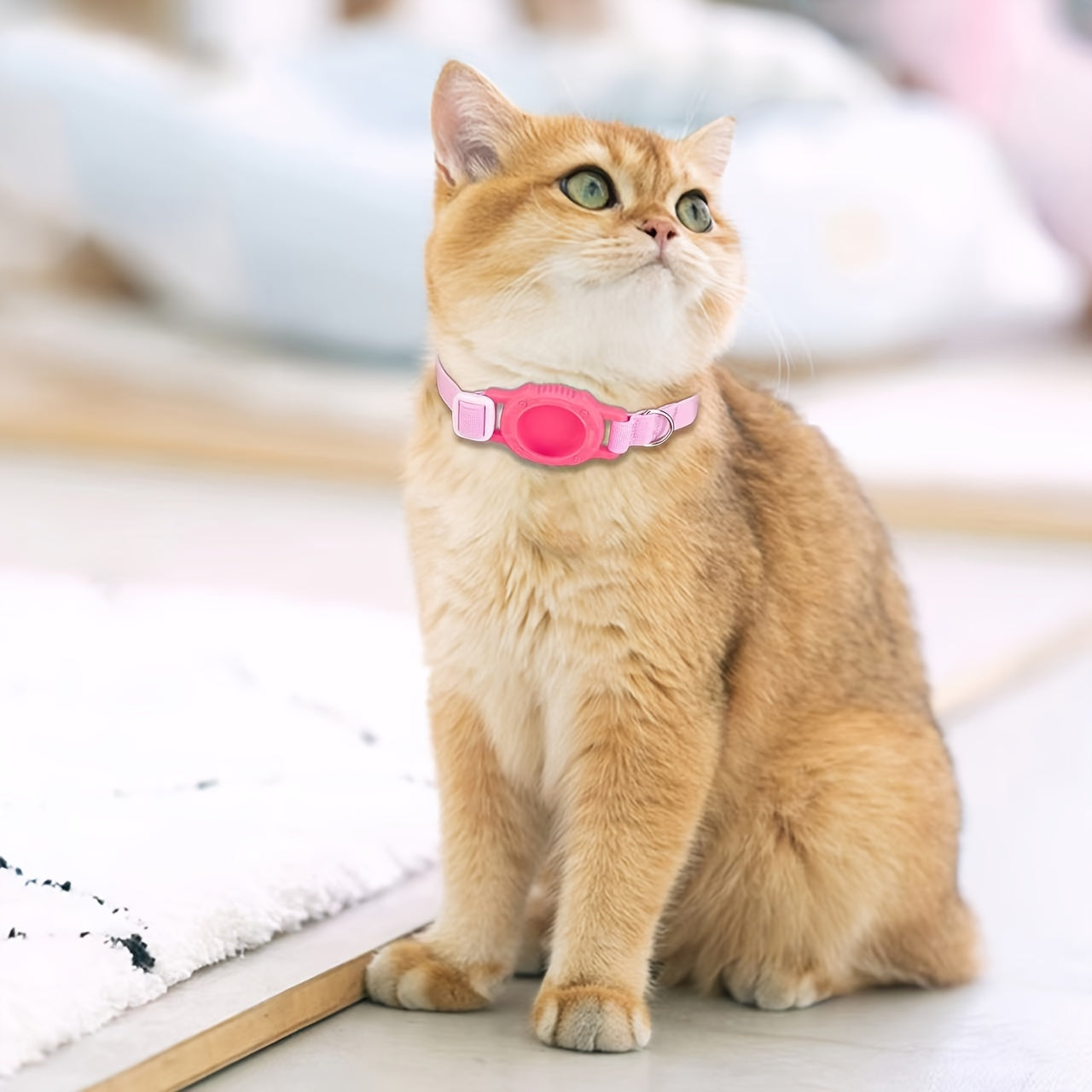 1PC Cat Collar with Locator Slot - Anti-Lost Tracking Holder - Durable ABS Material Accessory for All Breeds - Lightweight Adjustable Pet Collar with GPS Tracker Compartment