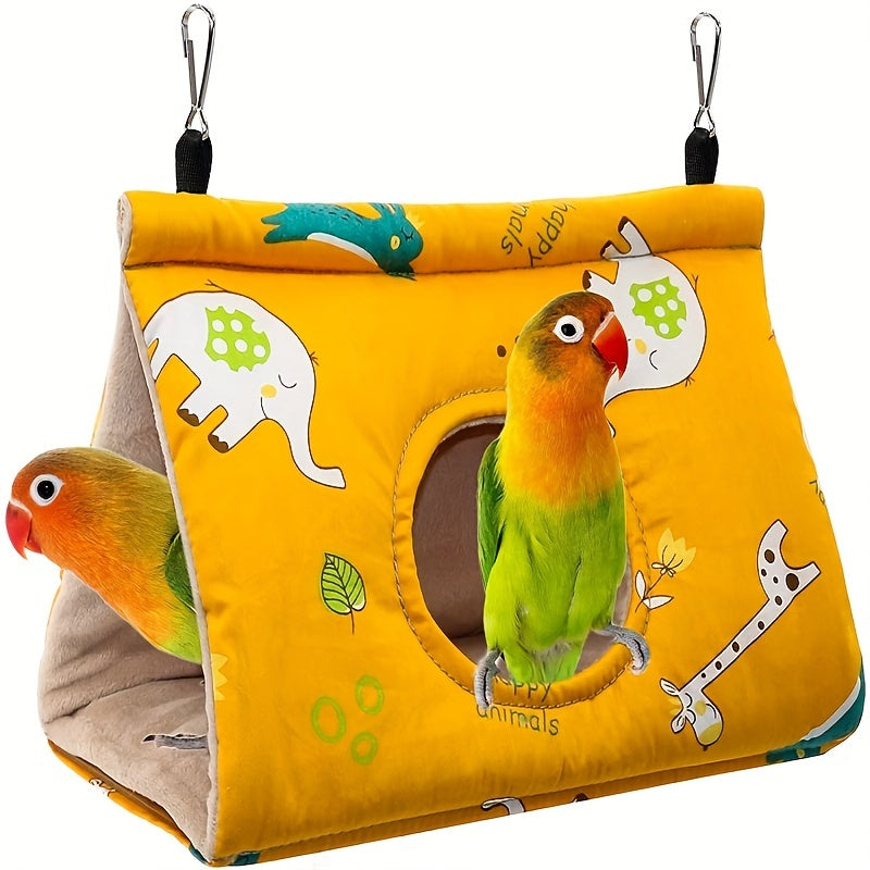 Cozy Ultra-Warm Triangle Bird Nest - Flannel Hanging Hammock for Parrots & Small Birds, Decorative Cage Accessory