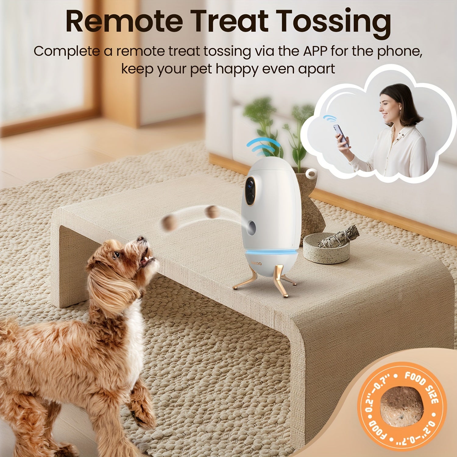 Dokoo Pet Feeder Cat Food Dispenser with Treat Tossing 330° View 2K/4MP QHD Pet Camera 2.4G&5GHz Wifi Pet Feeding InteractiveToys with light