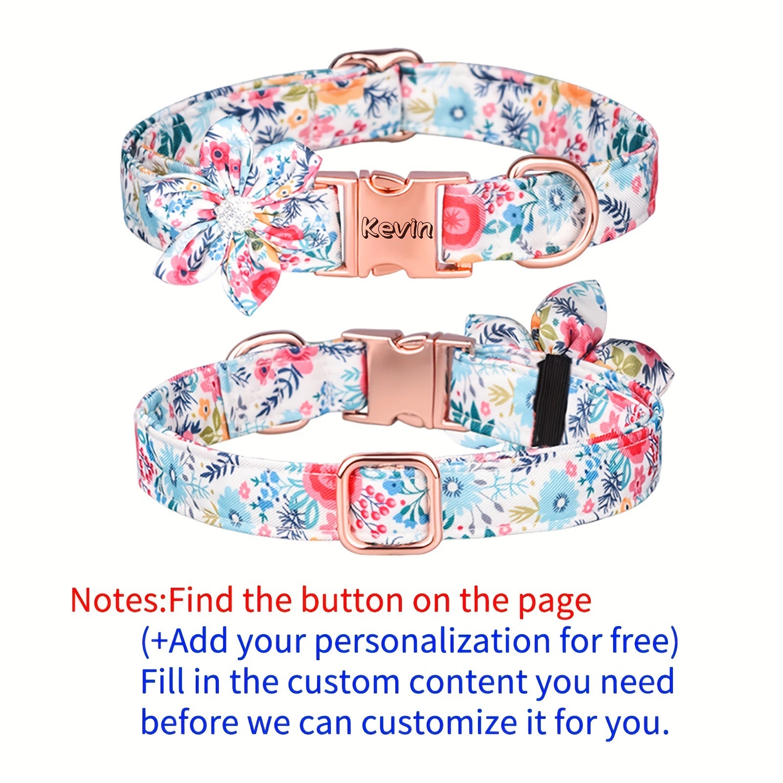 Custom Colorful Rhinestone Flower Dog Collar, Printed Polyester Pet Collar, Engraved Anti-lost Pet Collar, Suitable For Large, Medium And Small Dogs