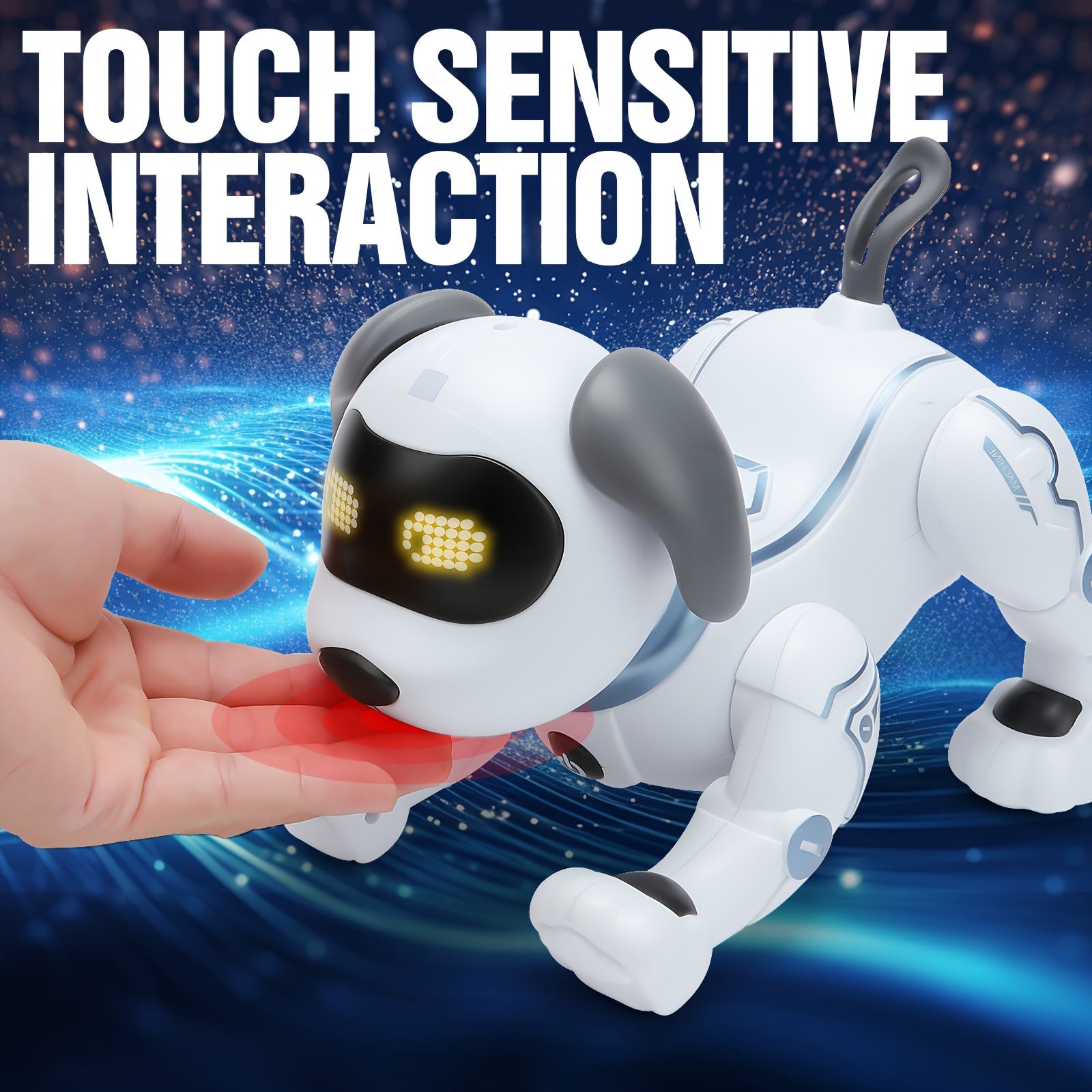 1pc ToyleFun Interactive Robot Dog with Remote Control, Voice Command, Dance & Song Functions, Rechargeable Battery, Infrared Sensing, LED Lights - ABS Resin Electronic Pet Toy for Kids