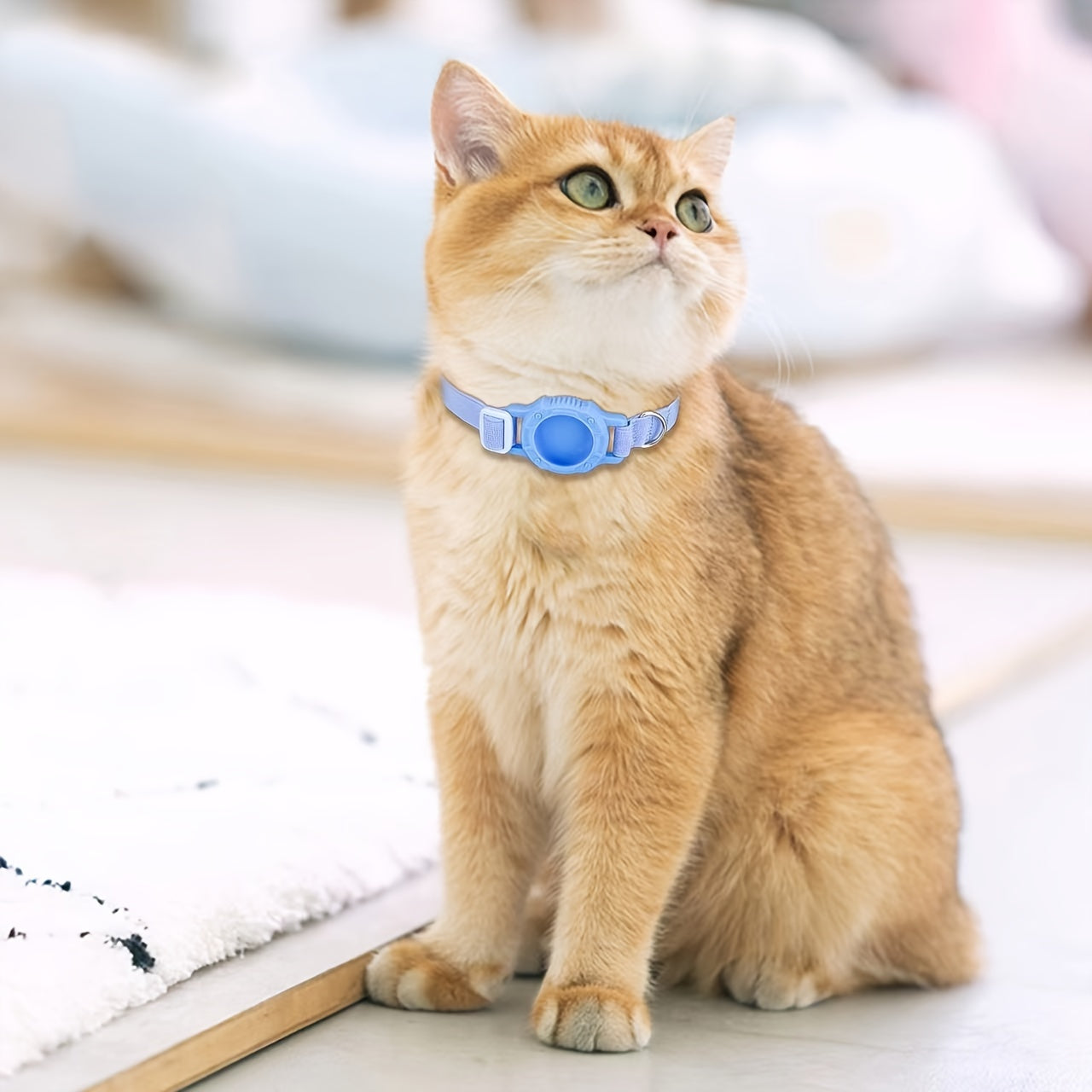 1PC Cat Collar with Locator Slot - Anti-Lost Tracking Holder - Durable ABS Material Accessory for All Breeds - Lightweight Adjustable Pet Collar with GPS Tracker Compartment