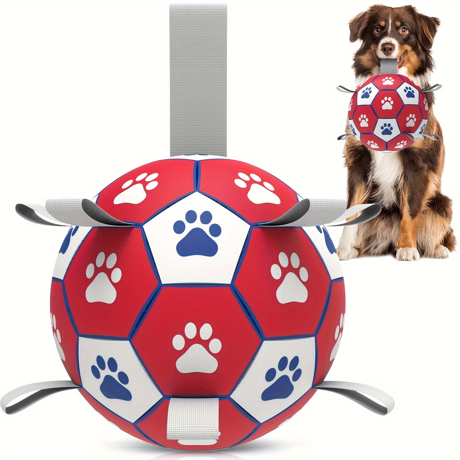 1pc Durable Football Design Pet Toy With Straps, Dog Chewing Ball Toy For Training Playing Teeth Cleaning, Interactive Fetch Pet Toy For Small Medium Large Dogs