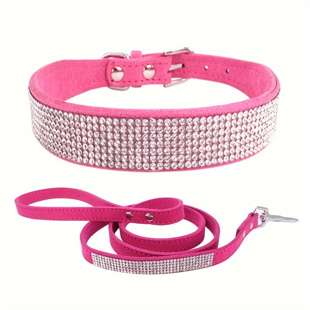 Sparkling Rhinestone Dog Collar with Leash