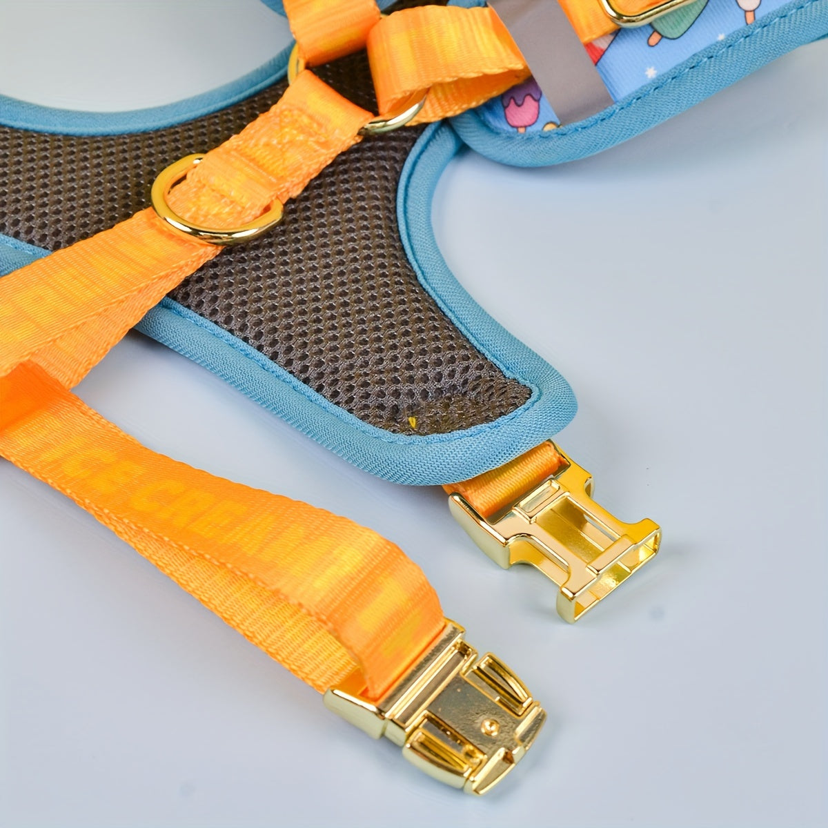 Luxury Golden Metal Clasp Fashion Printed Pet Harness