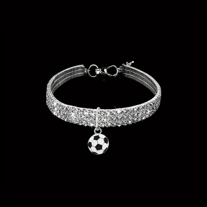 Luxurious Crystal Diamond Pet Collar - Fashionable Zinc Alloy Necklace for Dogs & Cats, Plaid Pattern