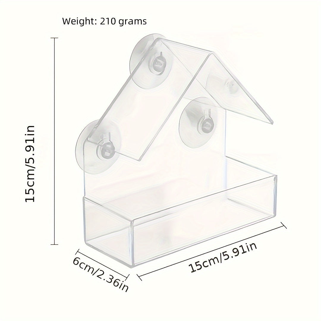 Transparent Acrylic Bird Cage & Feeder - Wall-Mounted /Indoor bird aviary with Hanging Roof, Design, Easy-Clean - Attracts Birds with Clear Visor - for Small Birds, Sparrows, Finches, Robins - Pet bird housing & feeding stati