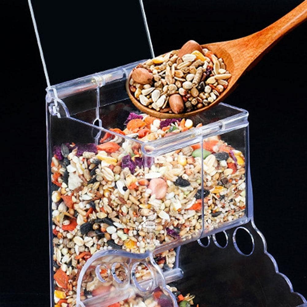 Pet Feeding Dispenser for Dwarf Hamsters, Gerbils, Hedgehogs, Guinea Pigs, Birds and Other Small Pets - Acrylic Transparent Pet Food Storage Bowl